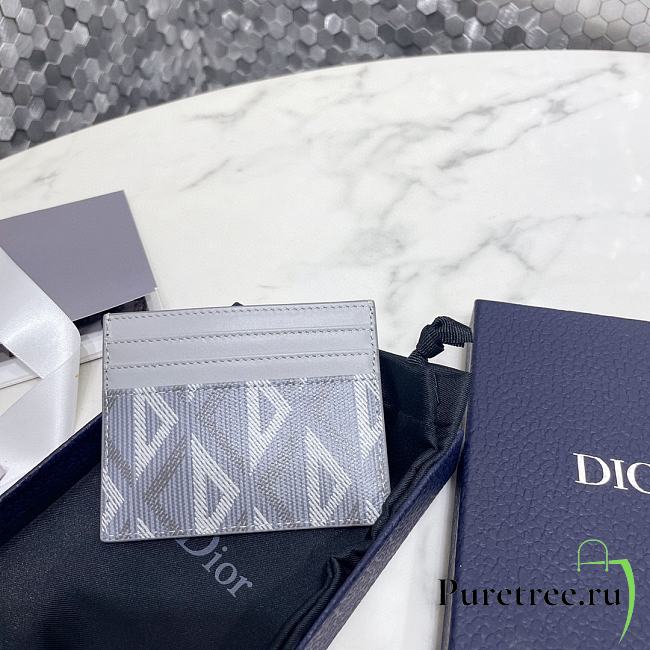 Dior Card Holder Grey CD Diamond Canvas size 10 x 8 cm - 1