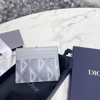 Dior Card Holder Grey CD Diamond Canvas size 10 x 8 cm