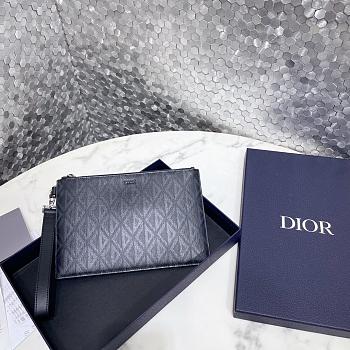 Dior A5 Pouch Dior Black CD Diamond Canvas 26.5 x 17.5 cm