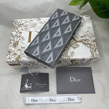 Dior Vertical Long Wallet Dior Gray CD Diamond Canvas 18.5x9.5 cm