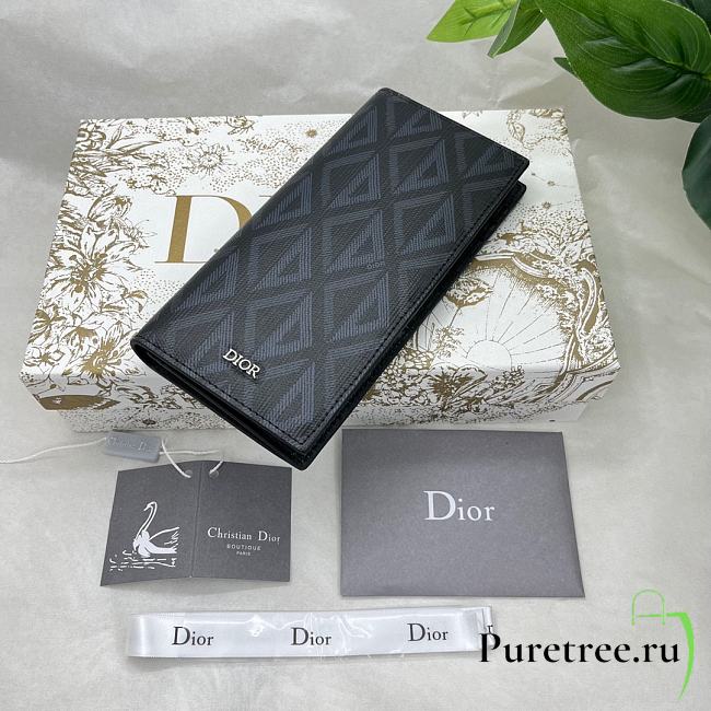 Dior Vertical Long Wallet Dior Black CD Diamond Canvas 18.5x9.5 cm - 1