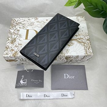 Dior Vertical Long Wallet Dior Black CD Diamond Canvas 18.5x9.5 cm