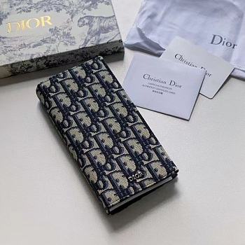 Dior Vertical Long Wallet Beige/Black Dior Oblique Jacquard 18.5x9.5 cm