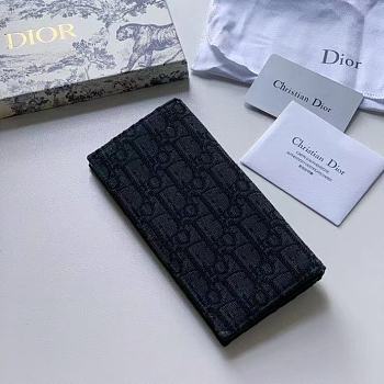 Dior Vertical Long Wallet Black Dior Oblique Jacquard 18.5x9.5 cm