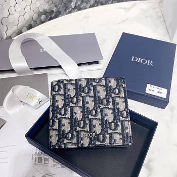 Dior Wallet Beige and Black Dior Oblique Jacquar 11.5 x 9.5 cm