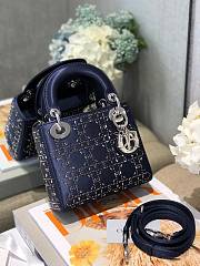 Dior Mini Lady Bag Navy Blue Strass Cannage Satin 17x15x7 cm - 1