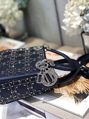 Dior Mini Lady Bag Navy Blue Strass Cannage Satin 17x15x7 cm - 6