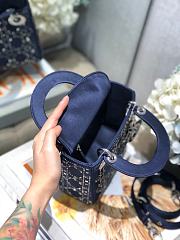 Dior Mini Lady Bag Navy Blue Strass Cannage Satin 17x15x7 cm - 3
