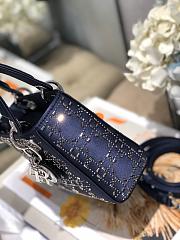 Dior Mini Lady Bag Navy Blue Strass Cannage Satin 17x15x7 cm - 2