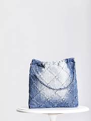 Chanel 22 Medium Handbag Washed Denim & Silver-Tone Metal 38x42x8 cm - 3