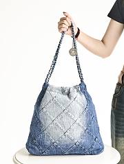 Chanel 22 Medium Handbag Washed Denim & Silver-Tone Metal 38x42x8 cm - 6