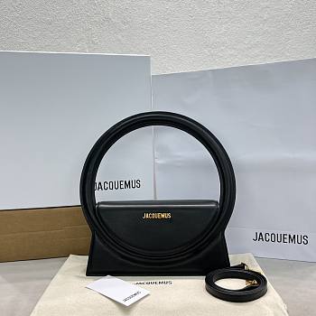 Jacquemus Le Sac Rond Black Smooth Leather 26x13x6 cm