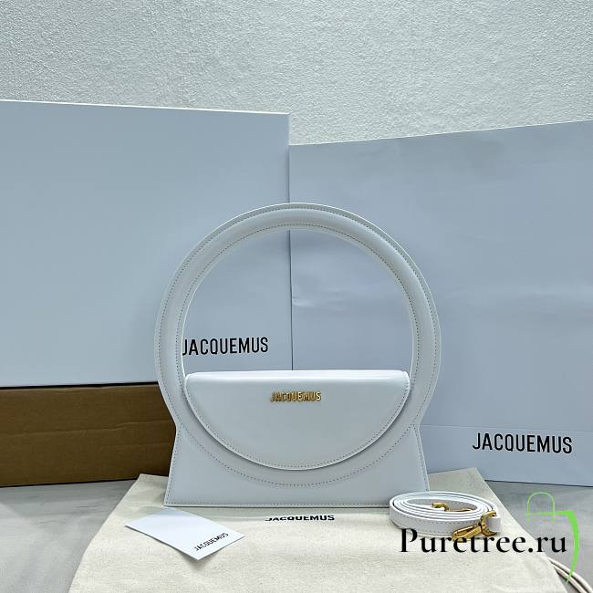 Jacquemus Le Sac Rond White Smooth Leather 26x13x6 cm - 1