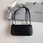 Balenciaga Gossip Small Croc-Effect Black Leather 23.5x12.4x10.4 cm - 3