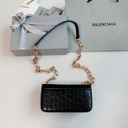 Balenciaga Gossip XS Croc-Effect Black Leather 19x5.5x10 cm - 3