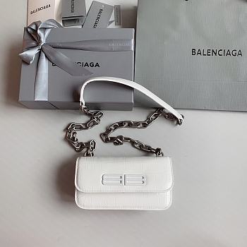 Balenciaga Gossip XS Croc-Effect White Leather 19x5.5x10 cm