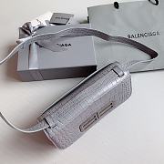 Balenciaga Gossip Small Croc-Effect Gray Leather 23.5x12.4x10.4 cm - 3