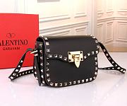 Valentino Mini Rockstud Black Grainy Calfskin Crossbody Bag 18x12x8 cm - 5