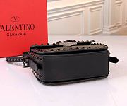 Valentino Mini Rockstud Full Black Grainy Calfskin Crossbody Bag 18x12x8 cm - 5