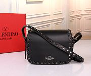 Valentino Mini Rockstud Full Black Grainy Calfskin Crossbody Bag 18x12x8 cm - 2