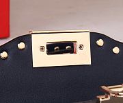 Valentino Mini Rockstud Navy Blue Grainy Calfskin Crossbody Bag 18x12x8 cm - 3