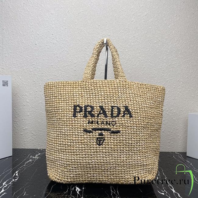 Pradad Raffia Tote Bag Natural Straw/Wicker 1BG392 size 40x34x15 cm - 1