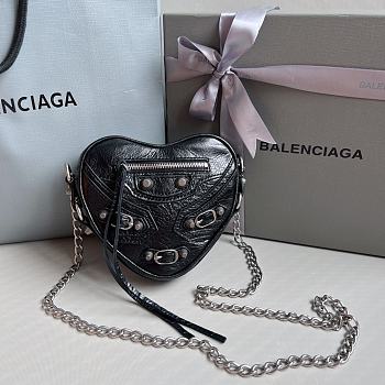Balenciaga Le Cagole Heart Black Leather Bag 16x4x13cm