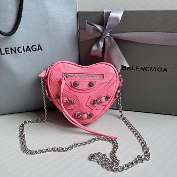 Balenciaga Le Cagole Heart Pink Leather Bag 16x4x13cm