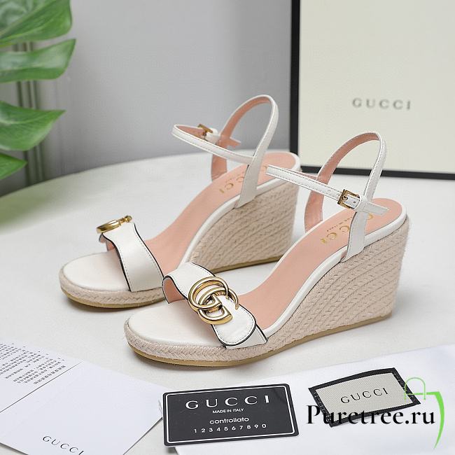 Gucci Women's Leather Platform Espadrille White - 1