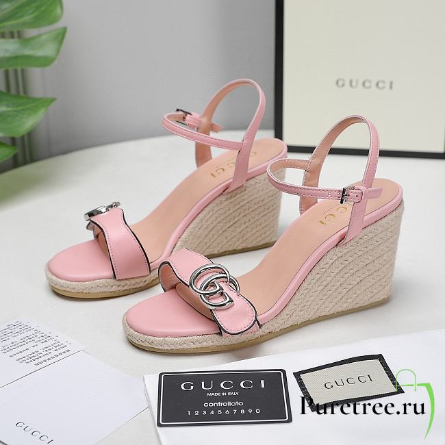 Gucci Women's Leather Platform Espadrille Pink - 1