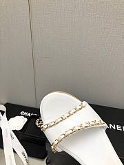 Chanel Women's Leather Platform Wedge Sandal White - 6