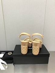 Chanel Women's Leather Platform Wedge Sandal Beige - 2