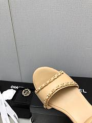 Chanel Women's Leather Platform Wedge Sandal Beige - 4