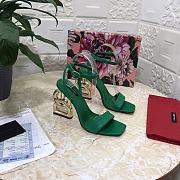 Dolce & Gabbana Green Smooth Leather Sandals with 10.5cm heel - 1
