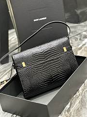 YSL Manhattan Shoulder Bag In Black Crocodile-Embossed Shiny Leather - 5