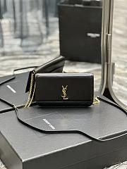 YSL Cassandre Phone Holder With Strap In Black Smooth Leather 18x11x2 cm - 1