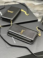 YSL Cassandre Phone Holder With Strap In Black Smooth Leather 18x11x2 cm - 5