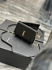 YSL Cassandre Phone Holder With Strap In Black Smooth Leather 18x11x2 cm - 3