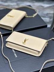 YSL Cassandre Phone Holder With Strap In Beige Smooth Leather 18x11x2 cm - 4