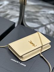 YSL Cassandre Phone Holder With Strap In Beige Smooth Leather 18x11x2 cm - 2