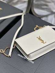 YSL Cassandre Phone Holder With Strap In White Smooth Leather 18x11x2 cm - 5