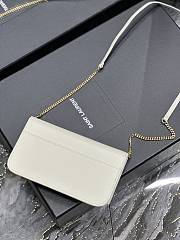 YSL Cassandre Phone Holder With Strap In White Smooth Leather 18x11x2 cm - 4