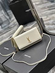 YSL Cassandre Phone Holder With Strap In White Smooth Leather 18x11x2 cm - 2