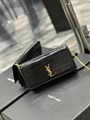 YSL Cassandre Saint Laurent Phone Holder Black Shiny Crocodile Embossed Leather - 2