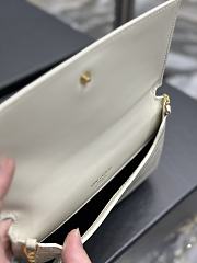 YSL Cassandre Saint Laurent Phone Holder White Shiny Crocodile Embossed Leather - 5