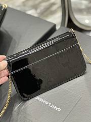 YSL Cassandre Phone Holder With Strap In Black Shiny Leather 18x11x2 cm - 3