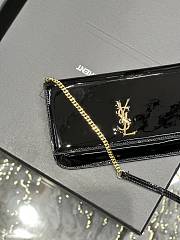 YSL Cassandre Phone Holder With Strap In Black Shiny Leather 18x11x2 cm - 2