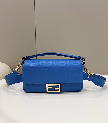 Fendi Baguette Royal Blue Nappa Leather Bag size 26.5x15x5 cm
