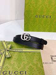 Gucci Leather Belt with Shiny Silver Double G Buckle 2.0 cm - 1