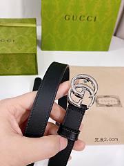 Gucci Leather Belt with Shiny Silver Double G Buckle 2.0 cm - 4